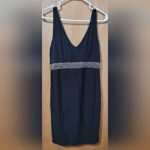 Tart Black Sleeveless V-neck Dress With Beading Medium